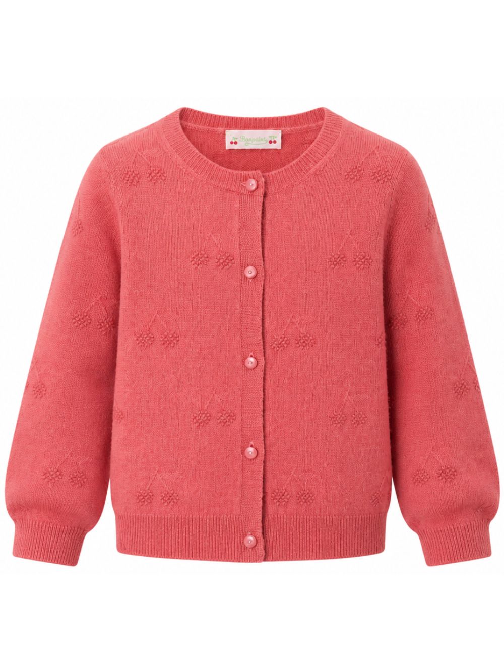 Maglione per bambina Bonpoint Kids rosa con ricamo ciliegie W06GCAK00004 028C BONPOINT KIDS 
