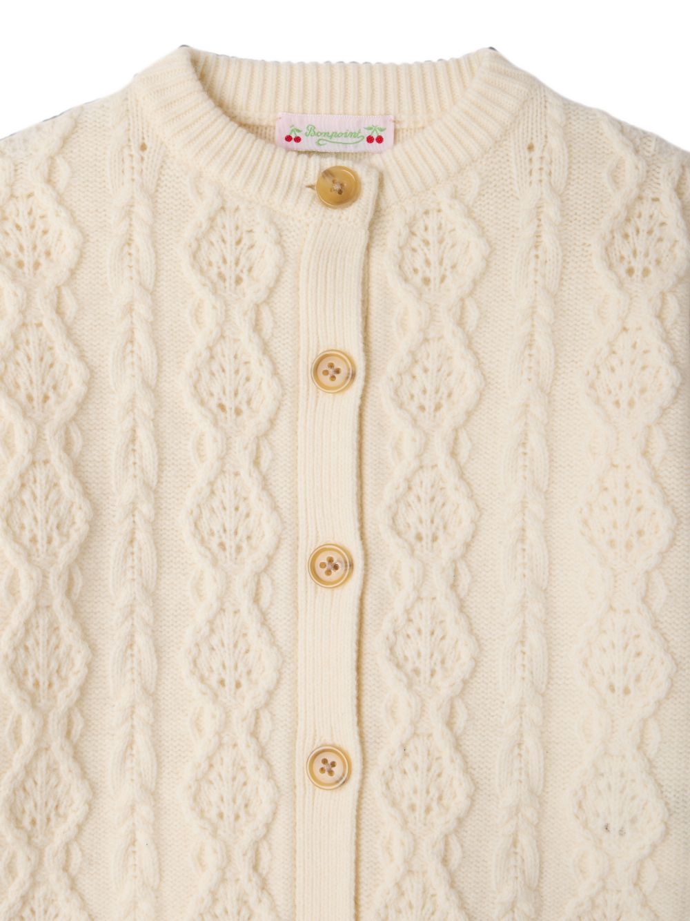 Maglione per bambina Bonpoint Kids beige con maglia intrecciata W06GCAK00006 002 BONPOINT KIDS 