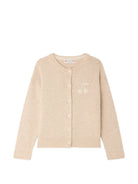 Cardigan per bambina Bonpoint Kids beige con logo ciliegia W06GCAK00010 063A BONPOINT KIDS 
