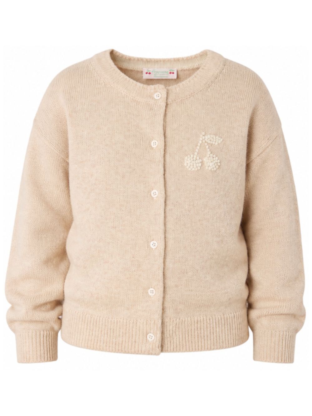 Cardigan per bambina Bonpoint Kids beige con logo ciliegia W06GCAK00010 063A BONPOINT KIDS 