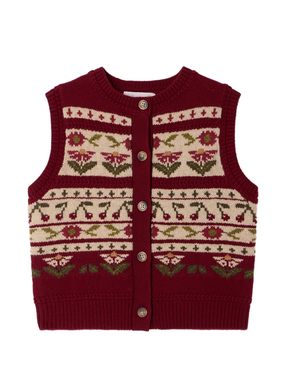Gilet per bambina Bonpoint Kids rosso con decorazione ricamata W06GCAK00016 952A BONPOINT KIDS 