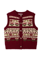 Gilet per bambina Bonpoint Kids rosso con decorazione ricamata W06GCAK00016 952A BONPOINT KIDS 