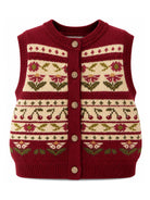 Gilet per bambina Bonpoint Kids rosso con decorazione ricamata W06GCAK00016 952A BONPOINT KIDS 