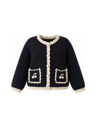 Cardigan per bambina Bonpoint Kids blu con lavorazione in maglia a coste W06GCAK00024 070 BONPOINT KIDS 