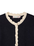 Cardigan per bambina Bonpoint Kids blu con lavorazione in maglia a coste W06GCAK00024 070 BONPOINT KIDS 
