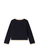 Cardigan per bambina Bonpoint Kids blu con lavorazione in maglia a coste W06GCAK00024 070 BONPOINT KIDS 