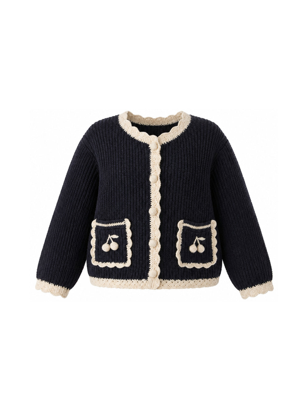 Cardigan per bambina Bonpoint Kids blu con lavorazione in maglia a coste W06GCAK00024 070 BONPOINT KIDS 