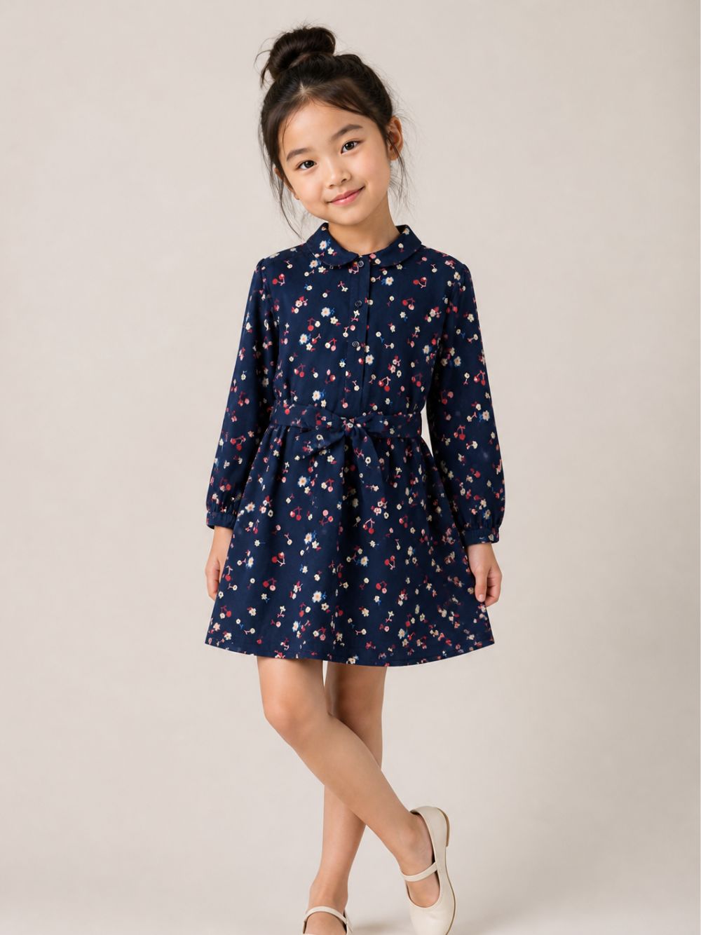 Abito per bambina Bonpoint Kids blu con stampa a fiori all-over W06GDRW00018 580 BONPOINT KIDS 