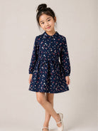 Abito per bambina Bonpoint Kids blu con stampa a fiori all-over W06GDRW00018 580 BONPOINT KIDS 