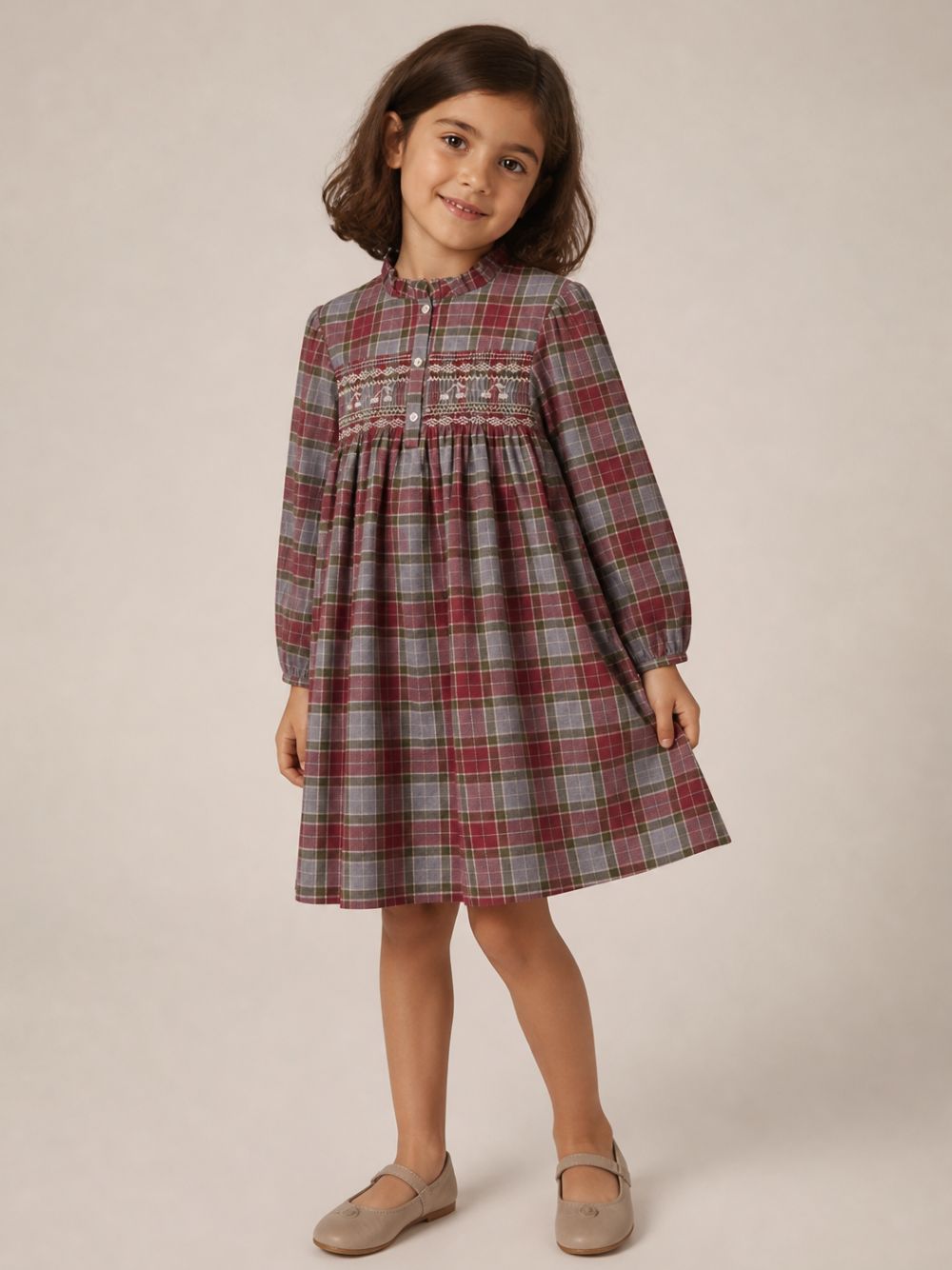 Abito Maddalina per bambina Bonpoint Kids rosso con motivo a quadri W06GDRW00023 381 BONPOINT KIDS 