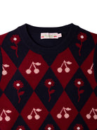 Gilet per bambina Bonpoint Kids blu con intarsi con rombi W06GJUK00004 970A BONPOINT KIDS 