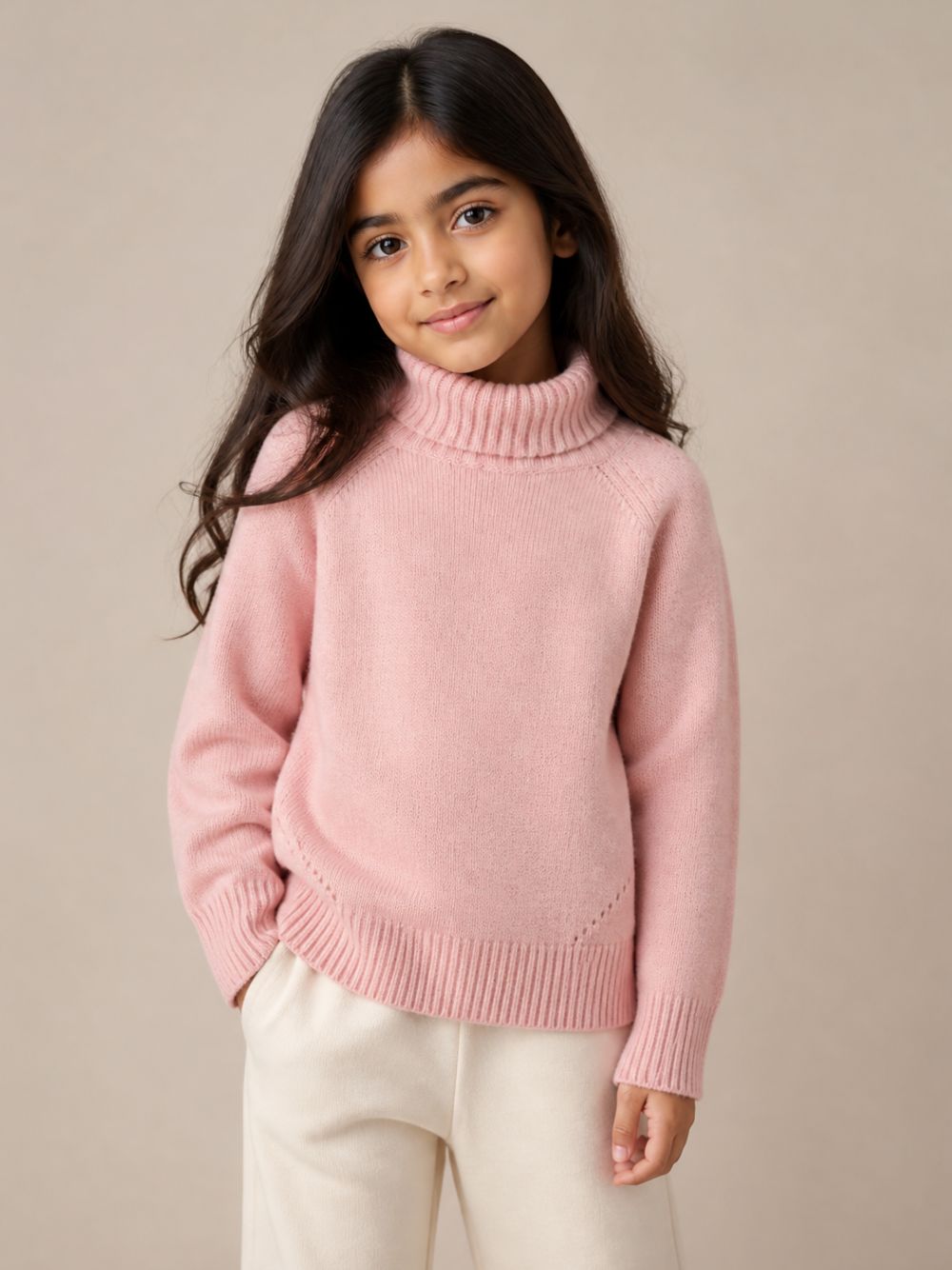 Maglione per bambina Bonpoint Kids rosa a collo alto W06GJUK00017 021A BONPOINT KIDS 