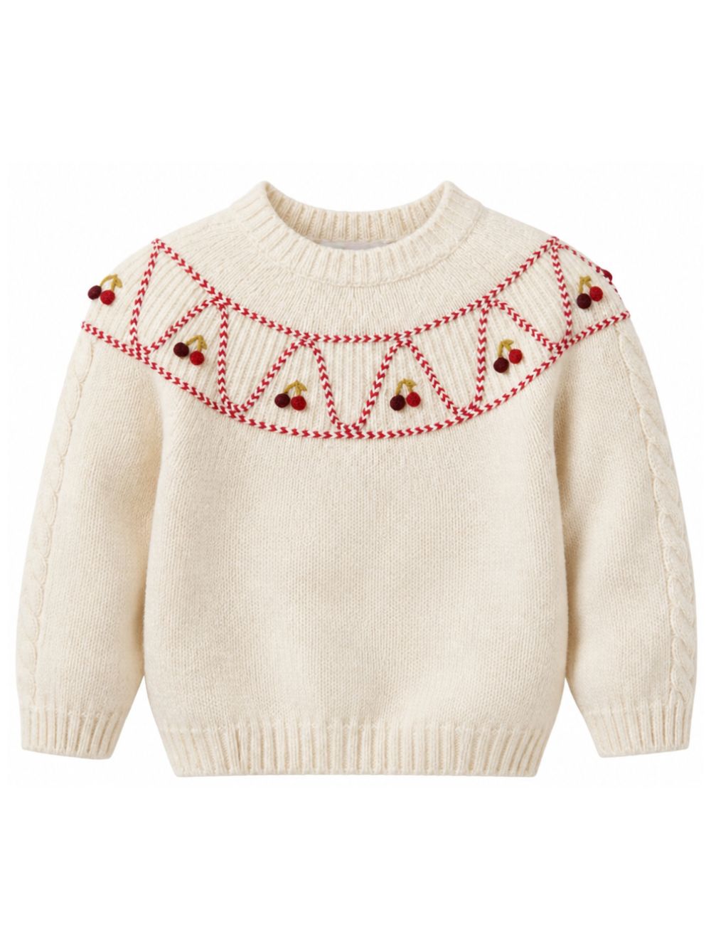 Maglione per bambina Bonpoint Kids bianco con carré ricamato W06GJUK00060 903B BONPOINT KIDS 
