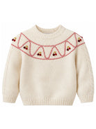 Maglione per bambina Bonpoint Kids bianco con carré ricamato W06GJUK00060 903B BONPOINT KIDS 