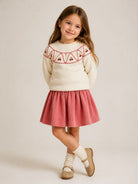 Maglione per bambina Bonpoint Kids bianco con carré ricamato W06GJUK00060 903B BONPOINT KIDS 