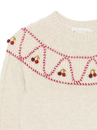 Maglione per bambina Bonpoint Kids bianco con carré ricamato W06GJUK00060 903B BONPOINT KIDS 