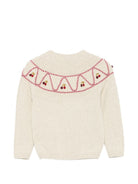 Maglione per bambina Bonpoint Kids bianco con carré ricamato W06GJUK00060 903B BONPOINT KIDS 