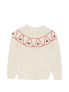Maglione per bambina Bonpoint Kids bianco con carré ricamato W06GJUK00060 903B BONPOINT KIDS 
