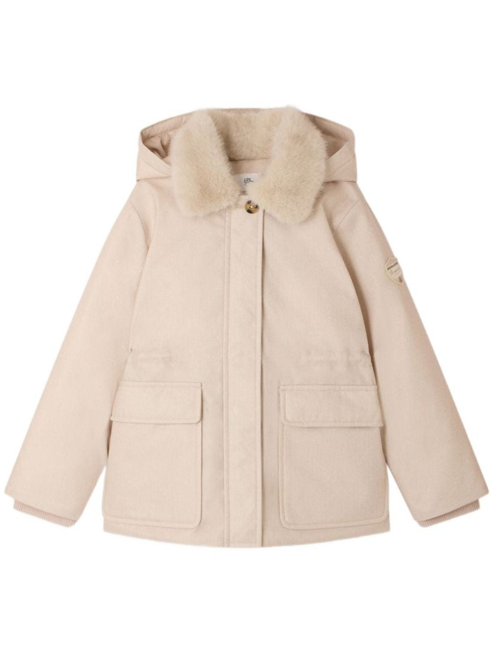 Capotto per bambina Bonpoint Kids beige con colletto in pelliccia sintetica W06GOUW00011 060B BONPOINT KIDS 