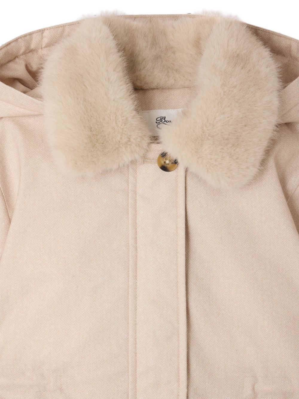 Capotto per bambina Bonpoint Kids beige con colletto in pelliccia sintetica W06GOUW00011 060B BONPOINT KIDS 
