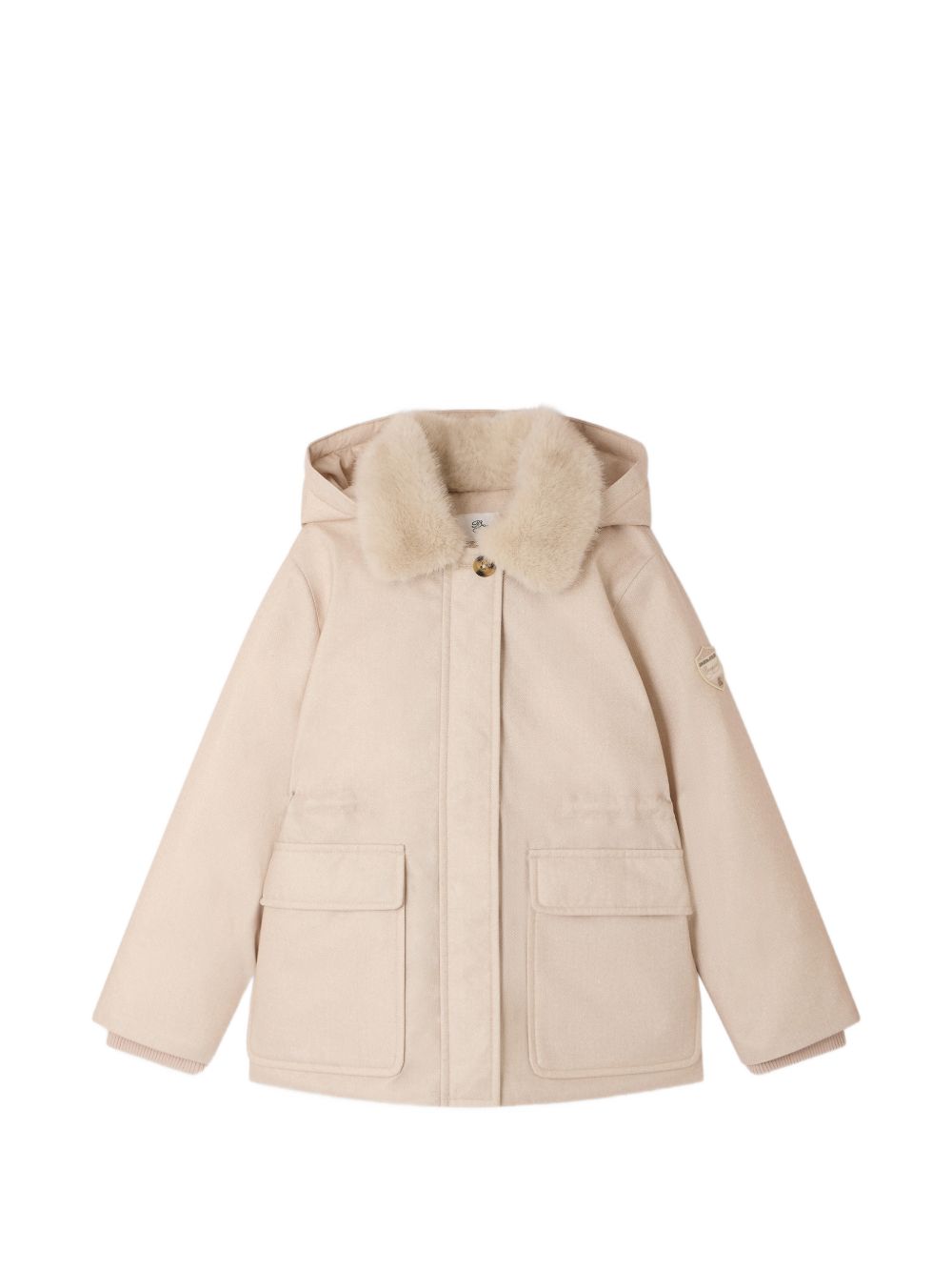 Capotto per bambina Bonpoint Kids beige con colletto in pelliccia sintetica W06GOUW00011 060B BONPOINT KIDS 