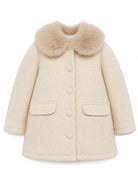 Cappotto per bambina Bonpoint Kids beige con colletto in pelliccia sintetica W06GOUW00017 060 BONPOINT KIDS 