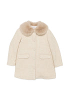 Cappotto per bambina Bonpoint Kids beige con colletto in pelliccia sintetica W06GOUW00017 060 BONPOINT KIDS 