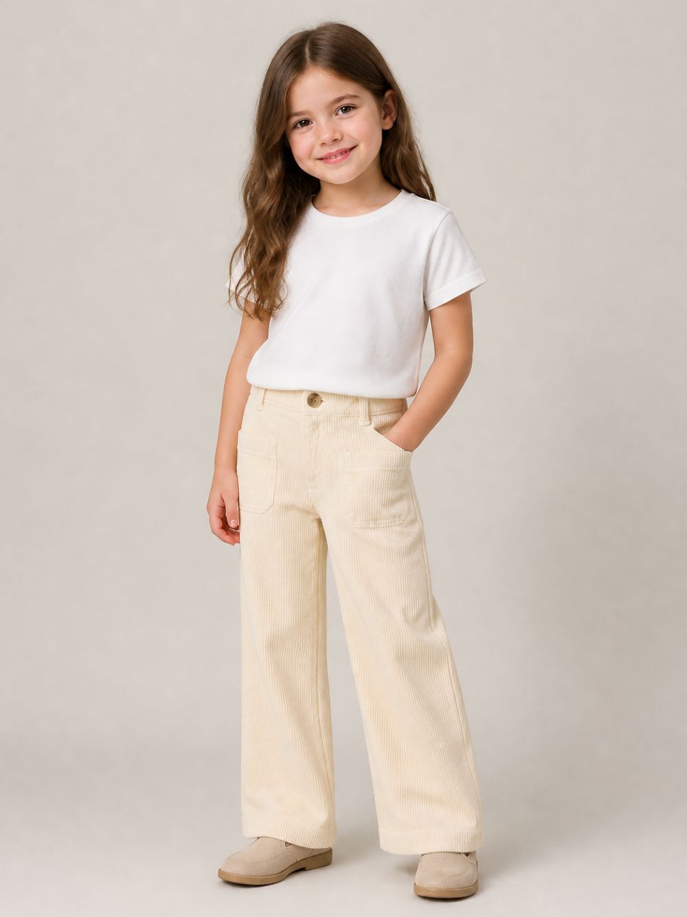 Pantaloni Minalie per bambina Bonpoint Kids bianchi con trama a coste W06GPAW00012 004 BONPOINT KIDS 