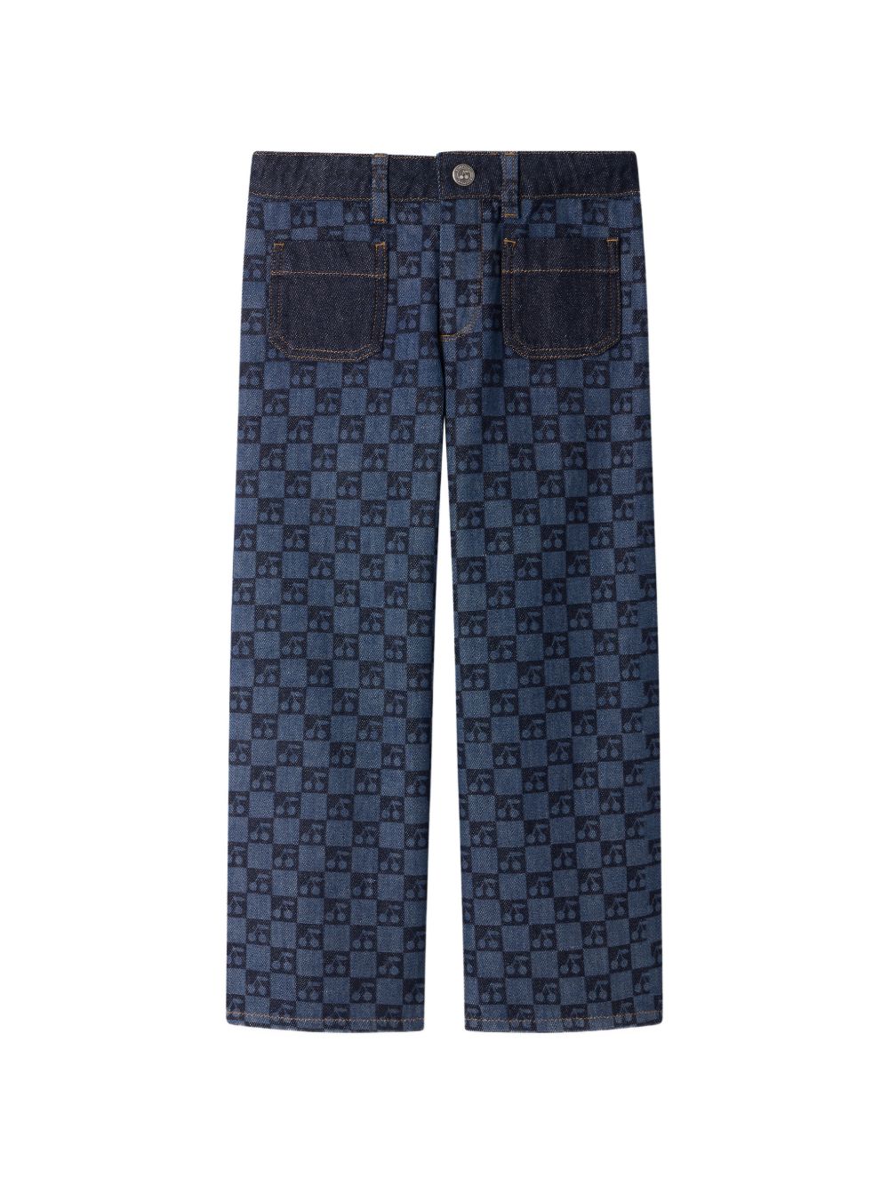Jeans per bambina Bonpoint Kids blu con motivo a quadri con ciliegie W06GPAW00015 617 BONPOINT KIDS 