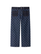 Jeans per bambina Bonpoint Kids blu con motivo a quadri con ciliegie W06GPAW00015 617 BONPOINT KIDS 