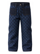 Jeans per bambina Bonpoint Kids blu con motivo a quadri con ciliegie W06GPAW00015 617 BONPOINT KIDS 