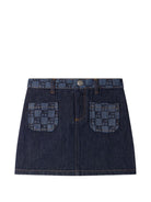 Gonna per bambina Bonpoint Kids denim con stampa a quadretti W06GSKW00015 178 BONPOINT KIDS 