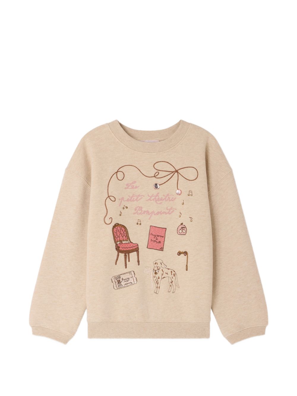 Felpa per bambina Bonpoint beige con stampa grafica W06GSWK00007 160A BONPOINT KIDS 