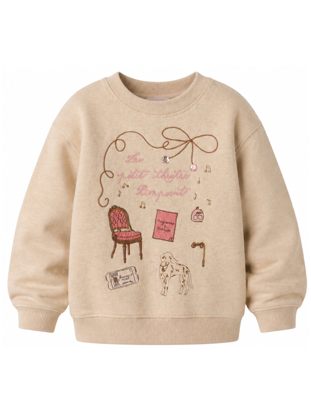 Felpa per bambina Bonpoint beige con stampa grafica W06GSWK00007 160A BONPOINT KIDS 