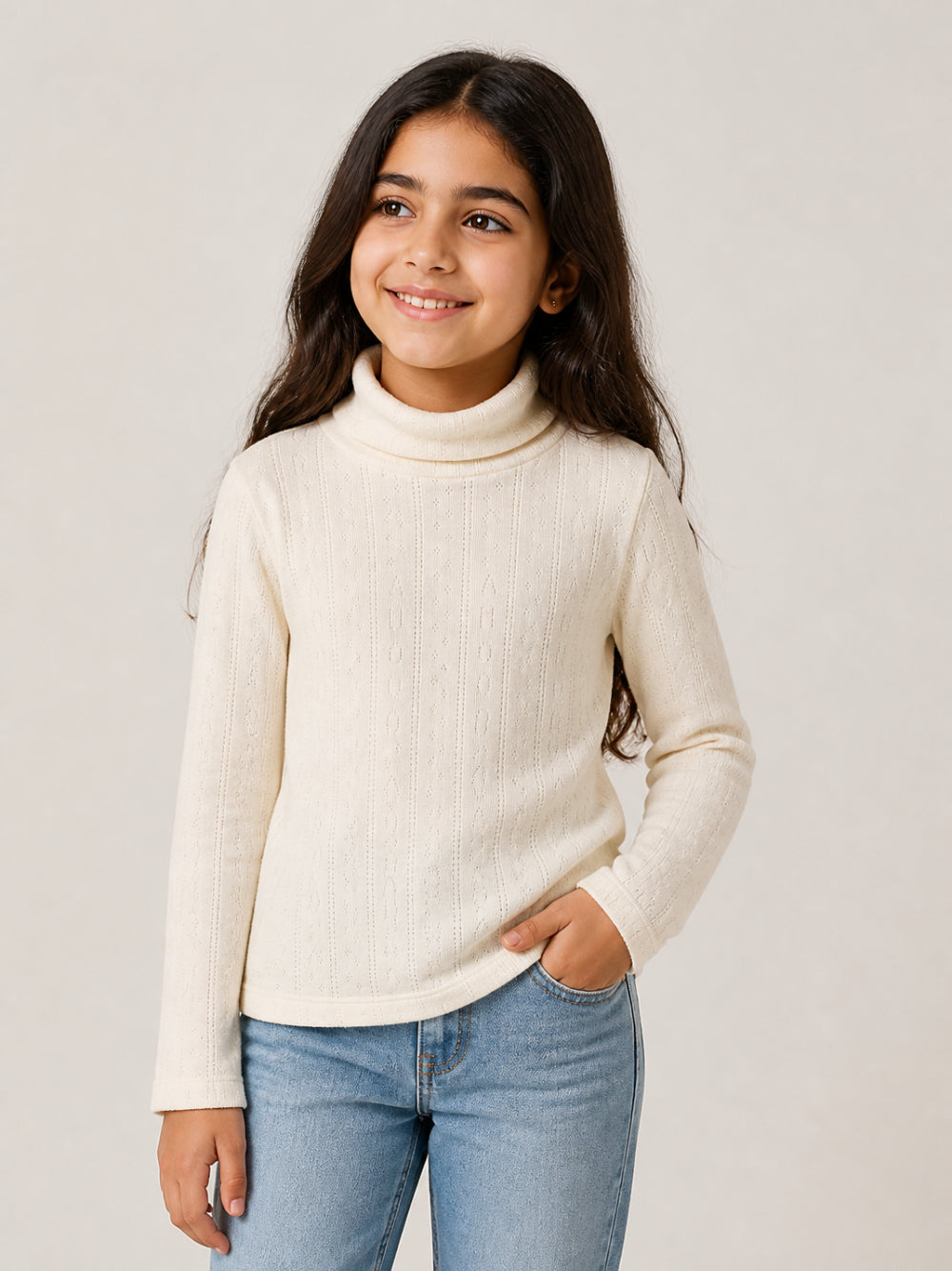 Maglione leggero per bambina Bonpoint Kids beige con dettaglio a trecce W06GTSK00005 003 BONPOINT KIDS 