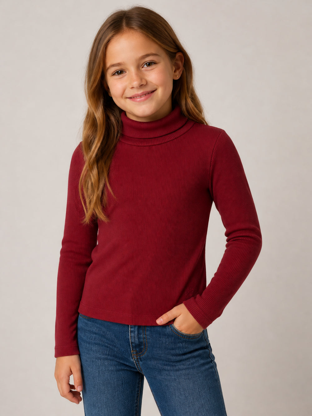 T-shirt Tahiti per bambina Bonpoint Kids bordeaux a collo alto W06GTSK00007 052 BONPOINT KIDS 