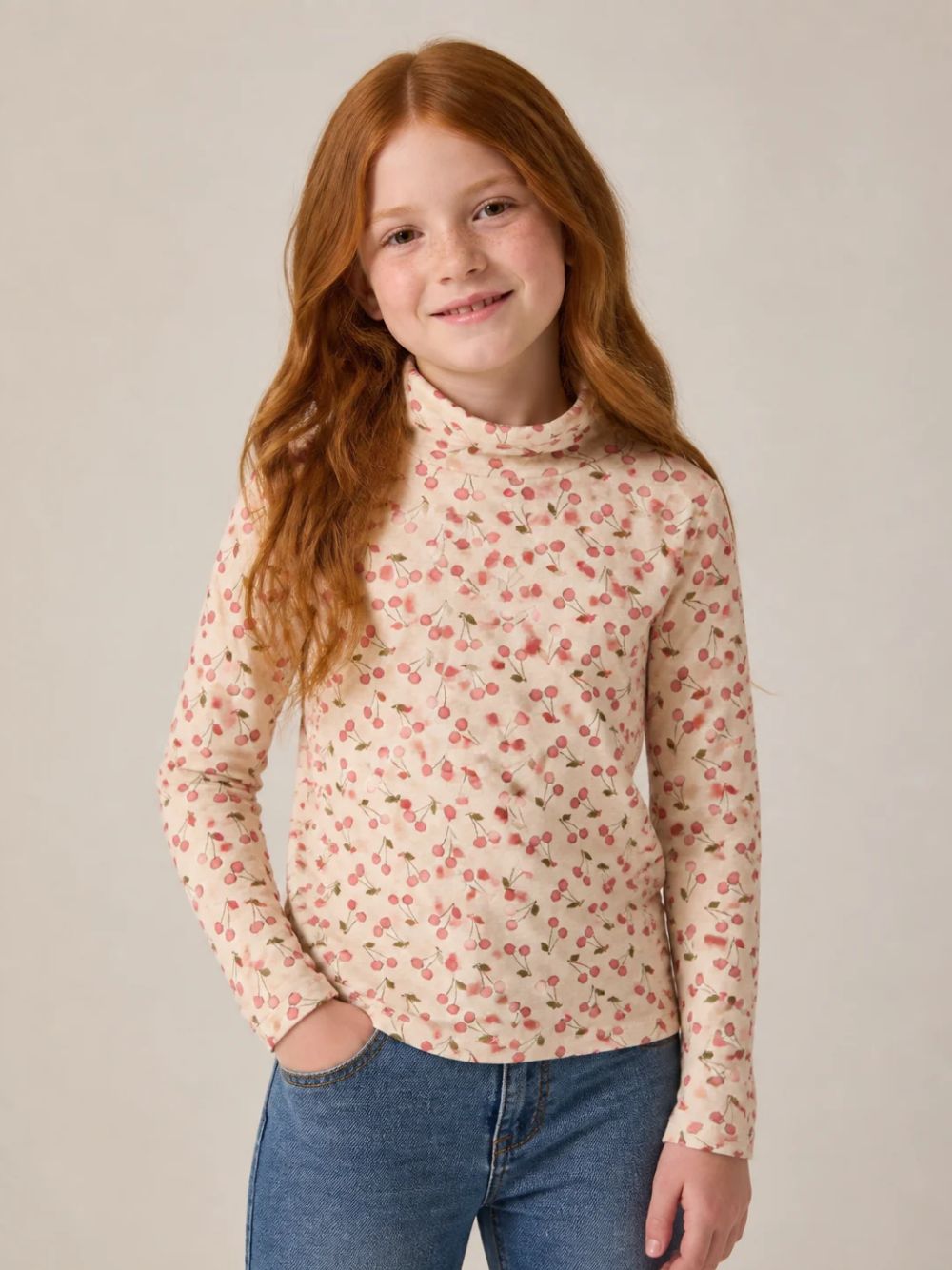 T-shirt Tahiti per bambina Bonpoint Kids rosa con stampa Cherry all-over W06GTSK00008 660A BONPOINT KIDS 