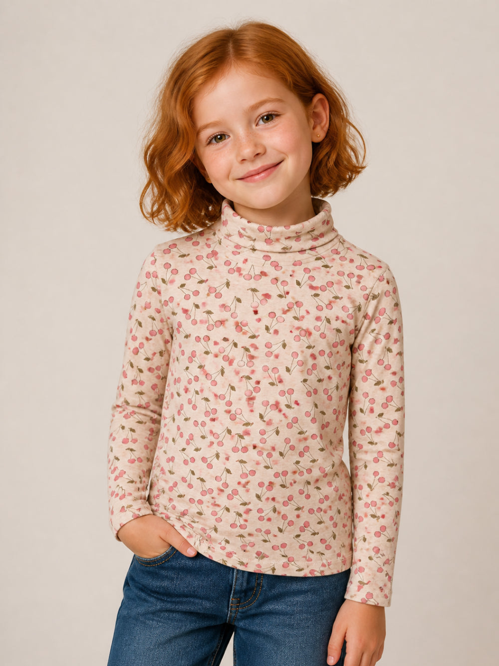 T-shirt Tahiti per bambina Bonpoint Kids rosa con stampa Cherry all-over W06GTSK00008 660A BONPOINT KIDS 