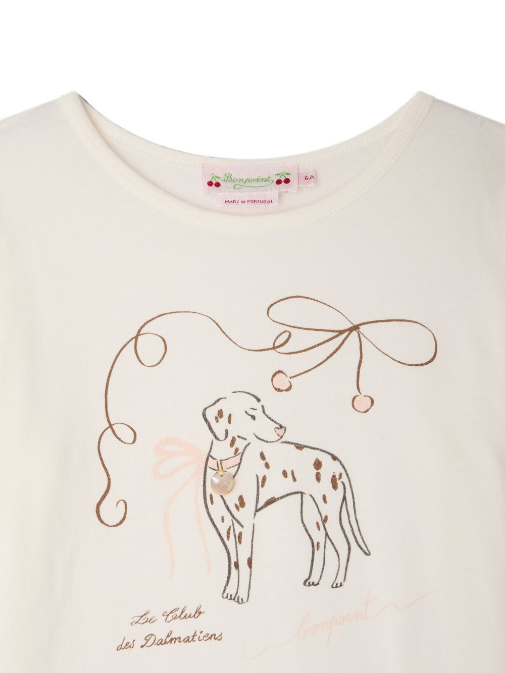 T-shirt per bambina Bonpoint Kids beige con stampa dalmata W06GTSK00010 102 BONPOINT KIDS 