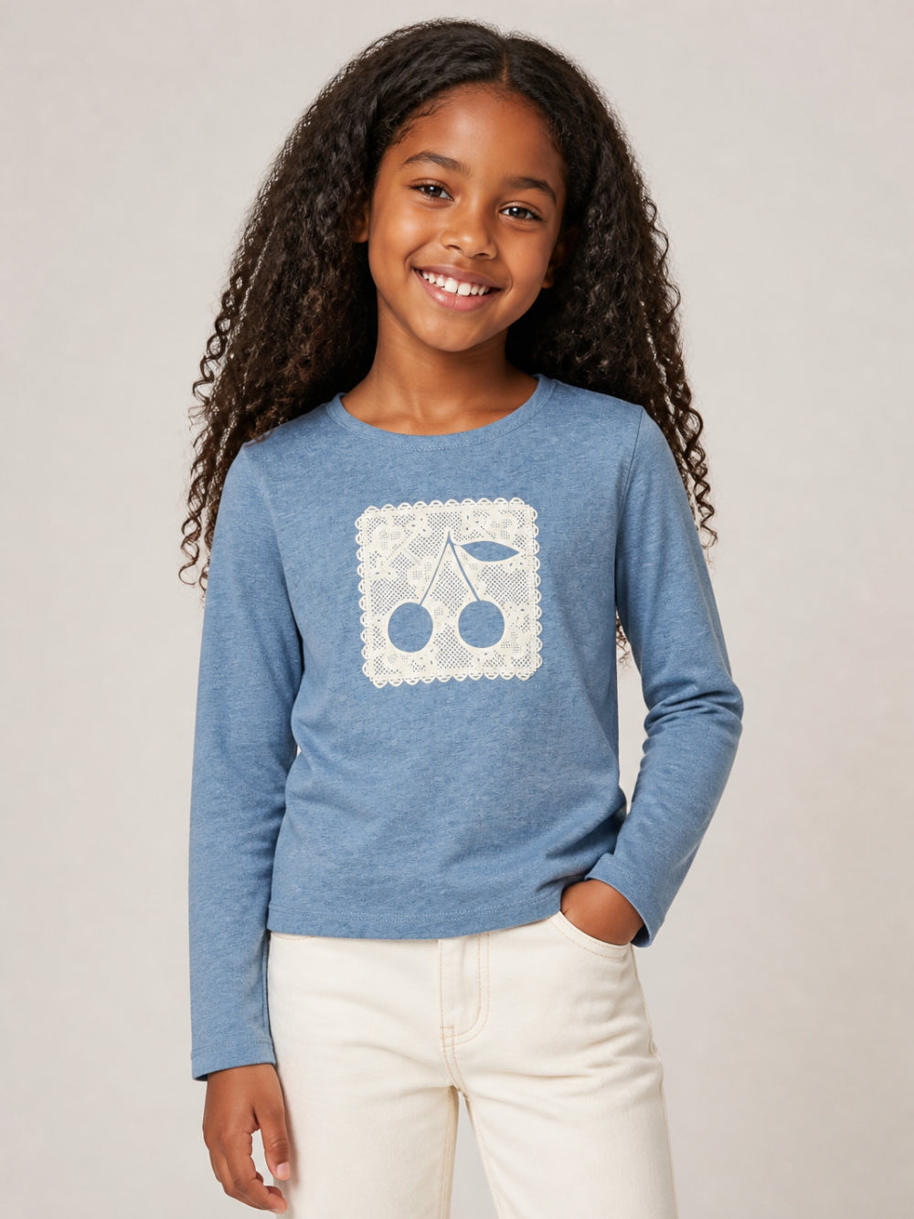 T-shirt per bambina Bonpoint azzurro con decorazione W06GTSK00012 116 BONPOINT KIDS 