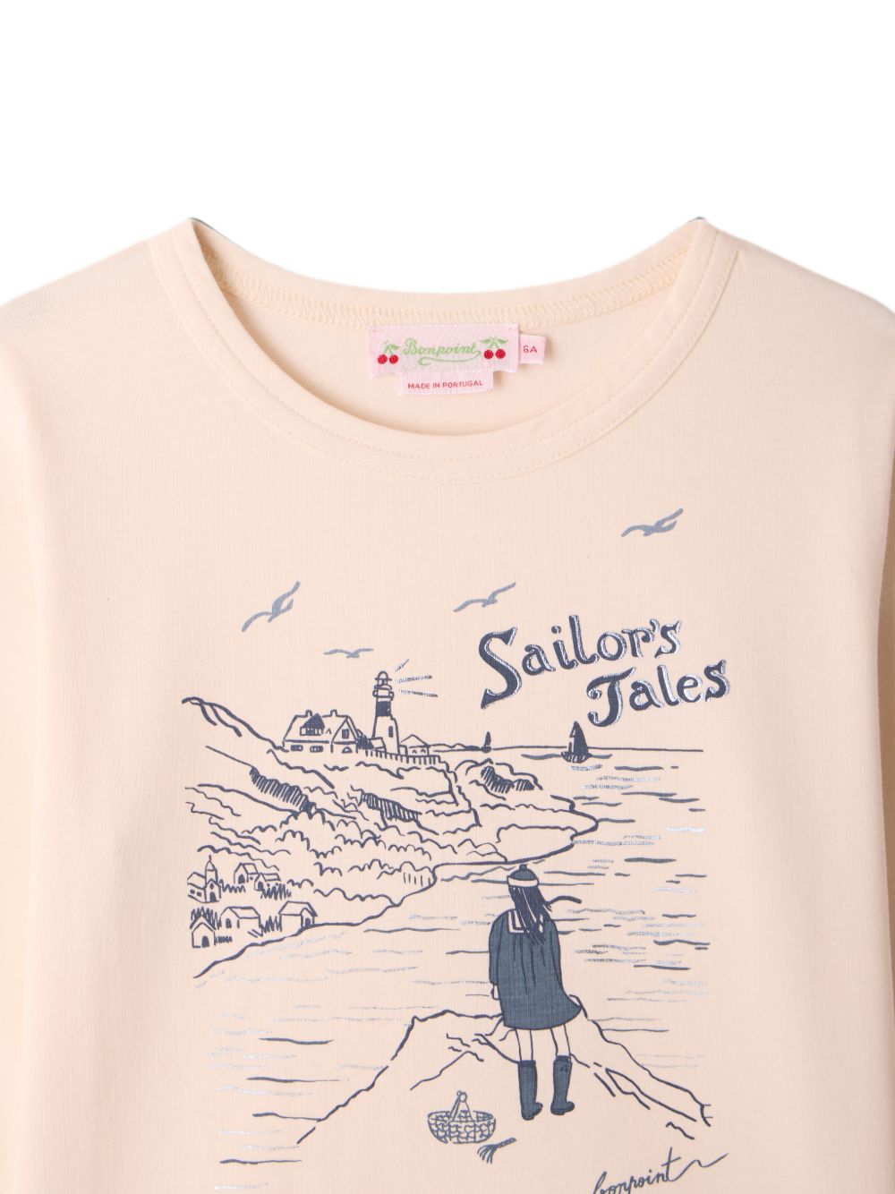 T-shirt per bambina Bonpoint Kids beige con stampa grafica W06GTSK00014 104 BONPOINT KIDS 