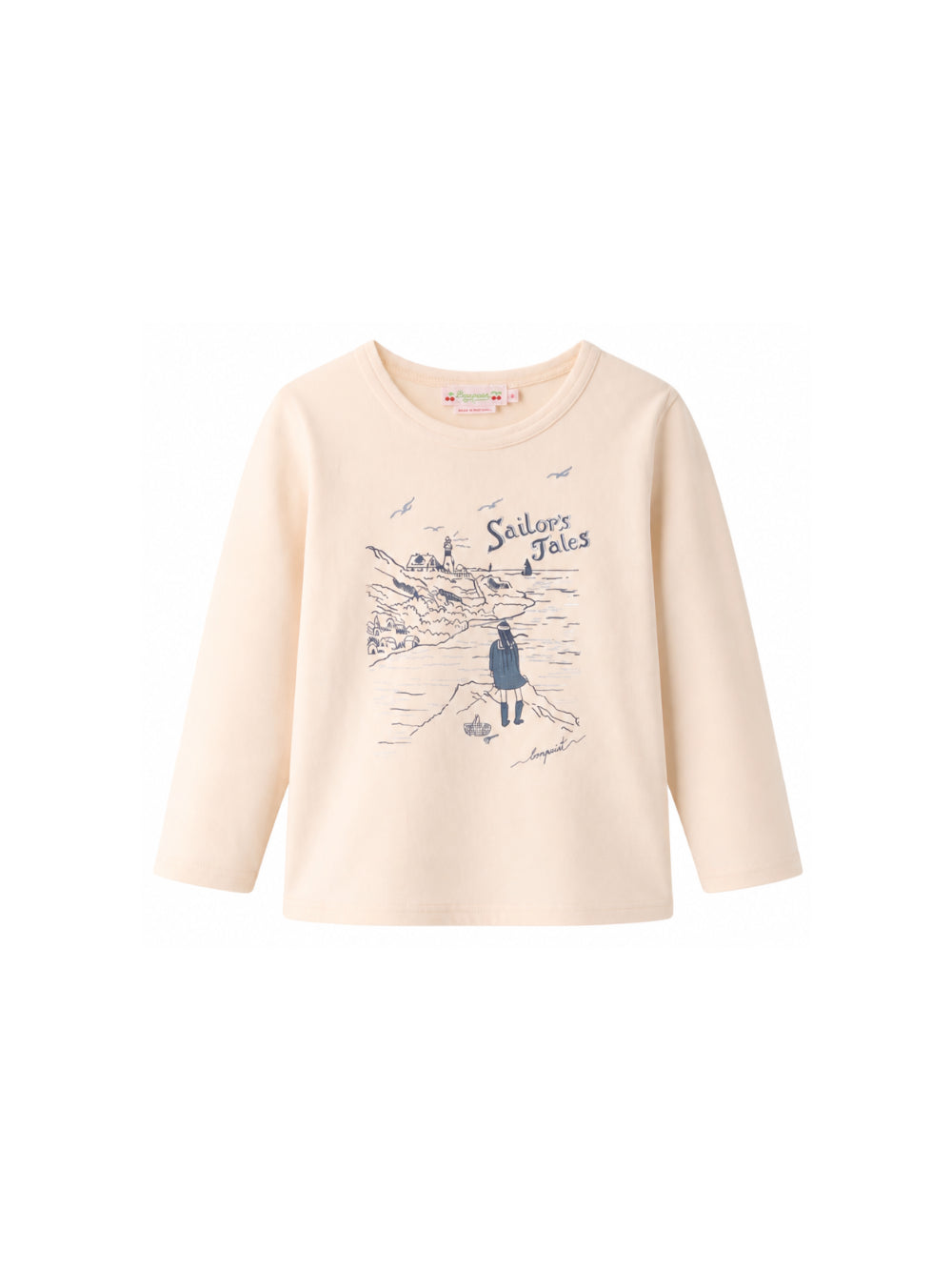 T-shirt per bambina Bonpoint Kids beige con stampa grafica W06GTSK00014 104 BONPOINT KIDS 