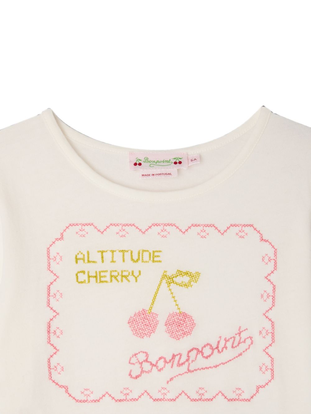 T-shirt per bambina Bonpoint Kids beige con ricamo sul davanti W06GTSK00016 102 BONPOINT KIDS 