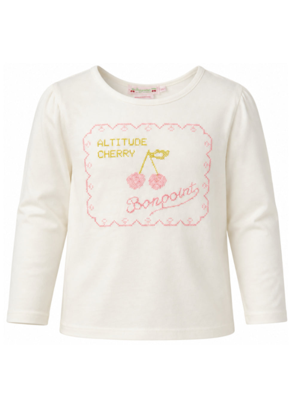 T-shirt per bambina Bonpoint Kids beige con ricamo sul davanti W06GTSK00016 102 BONPOINT KIDS 