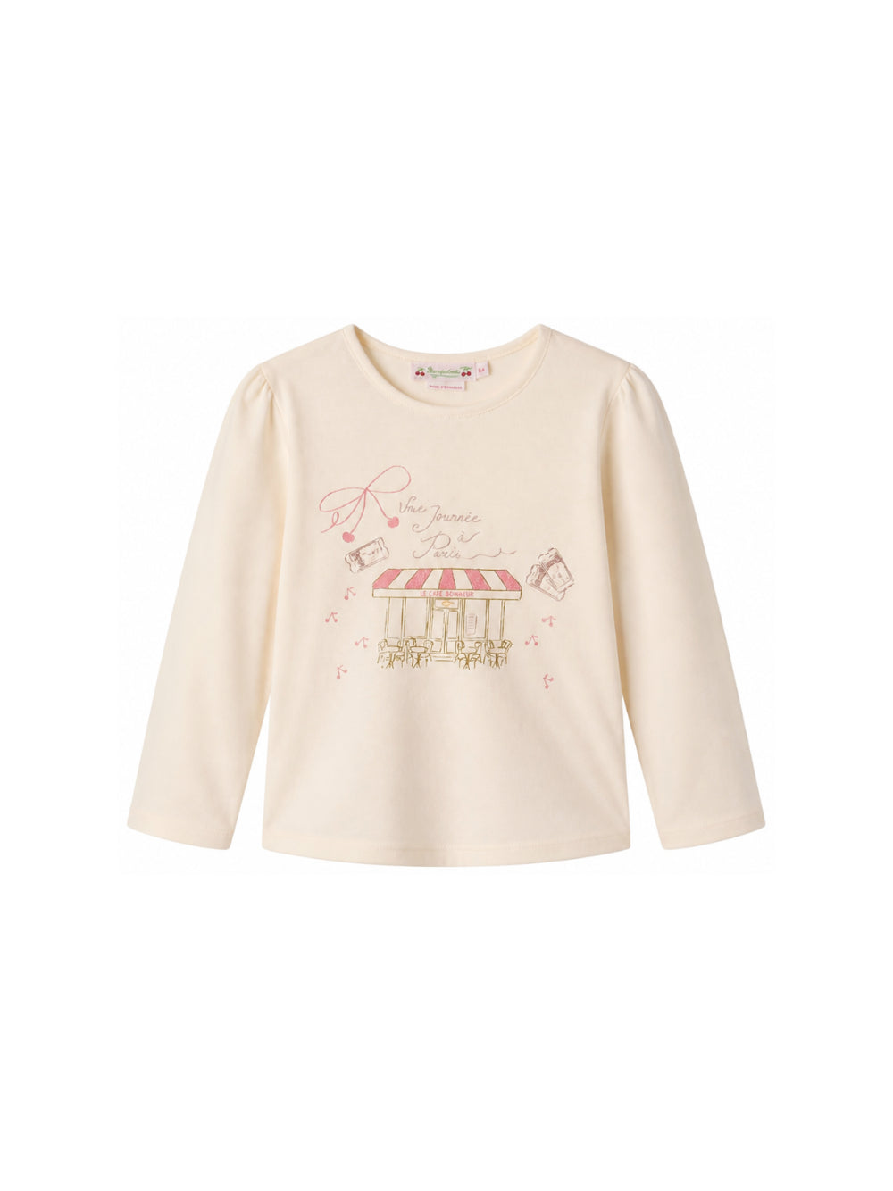 T-shirt Gracieuse per bambina Bonpoint Kids beige con stampa grafica sul davanti W06GTSK00020 121 BONPOINT KIDS 