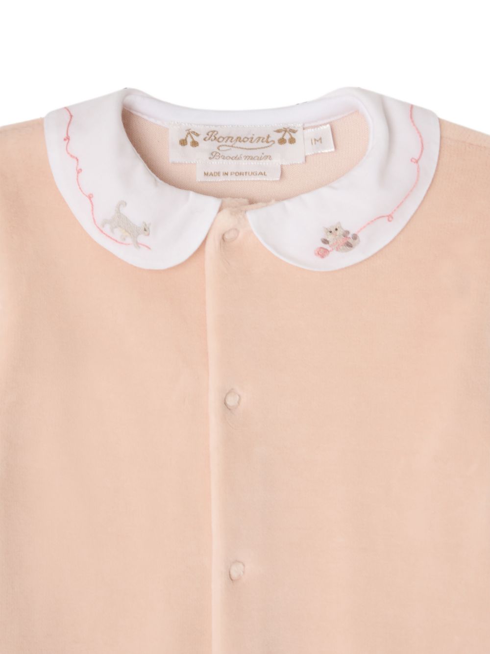 Tutina per neonata Bonpoint Kids rosa con colletto alla Peter Pan con ricamo W06NNIK00002 024 BONPOINT KIDS 