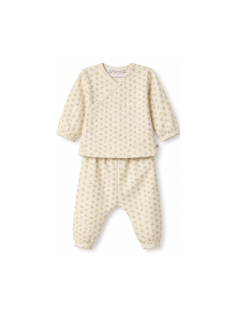 Pigiama per neonati Bonpoint Kids beige con stampa a fiori all-over W06NNIK00013 624 BONPOINT KIDS 