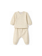 Pigiama per neonati Bonpoint Kids beige con stampa a fiori all-over W06NNIK00013 624 BONPOINT KIDS 