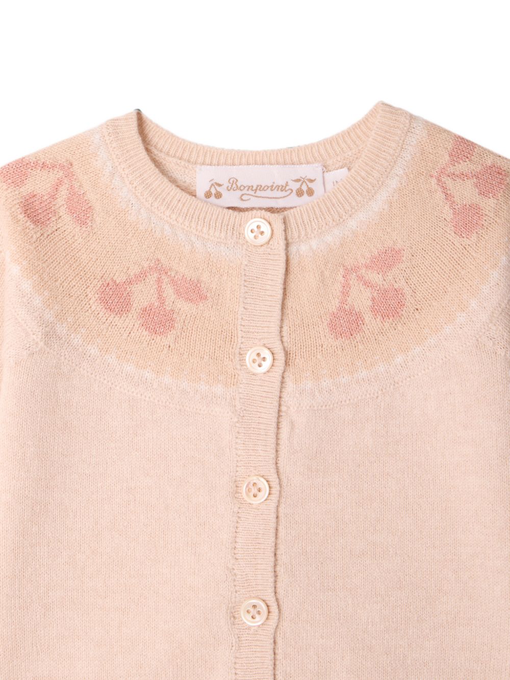 Set cardigan e pantaloni per neonata Bonpoint Kids rosa con ricamo ciliegie W06NSEK00020 923 BONPOINT KIDS 