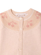 Set cardigan e pantaloni per neonata Bonpoint Kids rosa con ricamo ciliegie W06NSEK00020 923 BONPOINT KIDS 